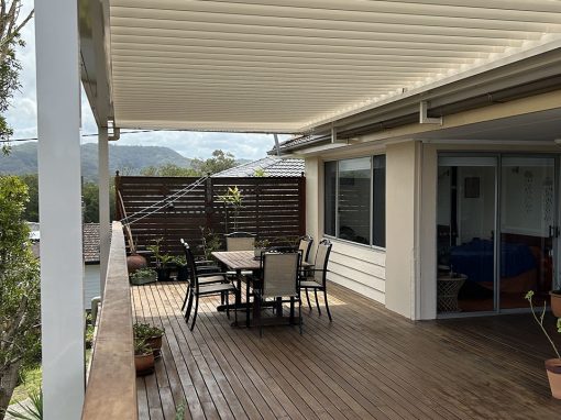 new outdoor deck and opening louvre roof central coast